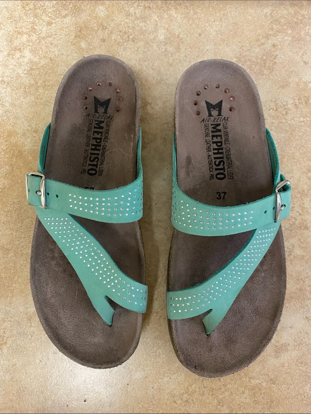 Mephisto Helen Rhinestone Thong Sandals